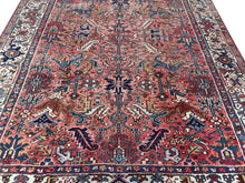 Load image into Gallery viewer, Antique Serrapi Rug Geometric 8x11 Handmade Herriz Rug Rose 236cmx348cm c. 1920
