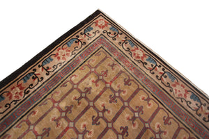 10x10 Rare Antique Peking Ninghshia Art Deco Rug Chinese Beige 285x305cm C.1860