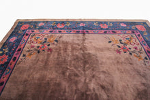 Load image into Gallery viewer, 9x12 Antique Art Deco Rug Walter Nichols Rug Chinese Beige Purple Mandarin 
