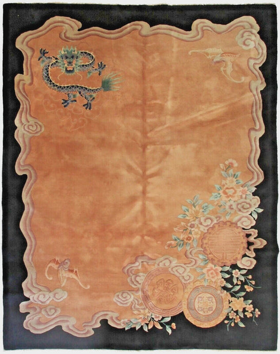 Vintage Art Deco Rug 8x10 Dragon Chinese Wool Carpet 244cmx305cm Pink 