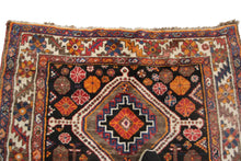 Load image into Gallery viewer, 5x7 Rare Antique Shirrazz Rug 1910 Tribal Rug Antique Geometric Rug Black

