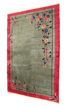 Load image into Gallery viewer, 4x6 Rare Tree of Life Antique Art Deco Rug Chinese Rug Antique Chinese Rug 1920
