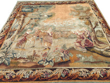 Load image into Gallery viewer, 7x7 1900 Antique French Tapestry Square Wool &amp; Silk Game  196cm x 201cm
