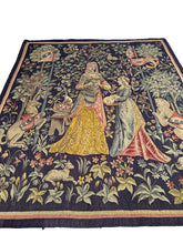 Load image into Gallery viewer, Antique French Aubusson Tapestry Rare Wool &amp; Silk  Renaissance c.1890 132x155cm
