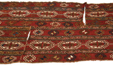 Load image into Gallery viewer, 2&#39;x6&#39; Antique Sumak Soumak Saddlebag Rug Brick Red  (69cmx168cm) C.1940
