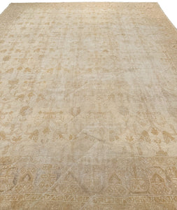 12x15 Auhtentic Antique Turkish Oushak Geometric  muted  366 x 442cm c.1880