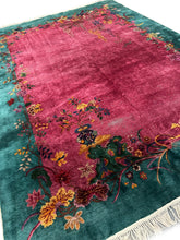 Load image into Gallery viewer,  9x12 Antique Art Deco Rug Chinese Nichols Rug Purple Natural Wear 259x353cm
