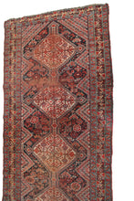 Load image into Gallery viewer,  3x10 Rare Antique Rug Khamseh Kazak Runner 10ft Boho Runner ©&quot;Shabby Chic Pile&quot;

