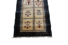 Load image into Gallery viewer, 3x10 Gorgeous Art Deco Runner Boho Runner Quality Handmade Area Rug Ivory Runner
