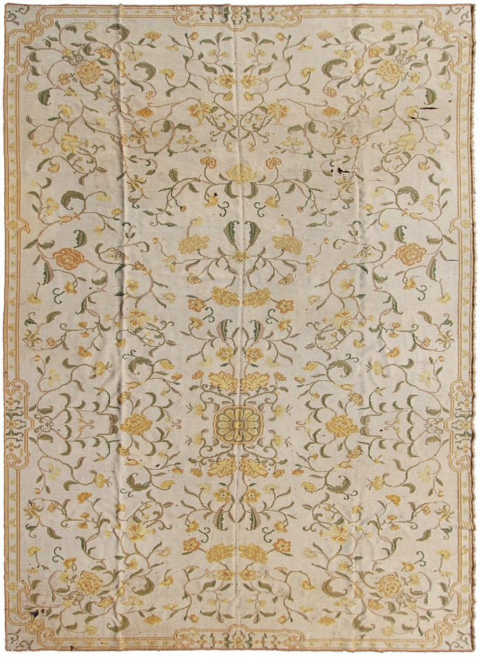 Vintage Flatwoven European Needlepoint Geometric Overall Wear & Tear 9x16