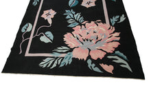 Load image into Gallery viewer, Rare Vintage Art Nouveau Rug Bold Art Deco Rug Black Handmade Rug Kilim 8x10
