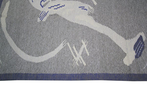 5x7 Vintage European Kilim Flatwoven Tapestry Rug Art Nouveau Bird 158cmx221cm 