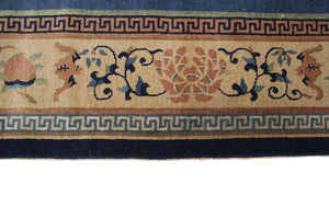 9X12 Antique Peking Rug Chinese Art Deco Rug 274cmX348cm Handmade Blue C.1920