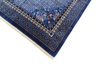 Load image into Gallery viewer, 8x11 Vintage Art Deco Rug Dragon Heads Bats Chinese 251cm x335cm Blue Rug c.1960
