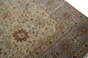 10x14 Vintage Oushak Rug Mahhal Blue Rug Handmade Rug Beige Blue