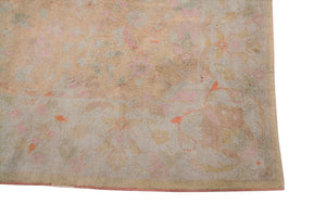 6x9 Handmade Antique Vegetable Dye Beige Oushak Authentic Cotton Agra Rug 1920  