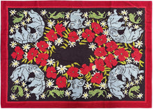 Load image into Gallery viewer, Antique English Needlepoint Tapestry Elephants 3x5 Black  102cm x 145cm C.1930
