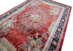  8x11 Rare Vintage Art Deco Rug Silk Chinese Rug Art Nouveau Handmade Rug Pink