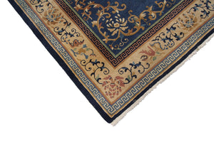 9X12 Antique Peking Rug Chinese Art Deco Rug 274cmX348cm Handmade Blue C.1920