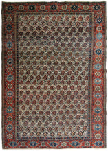 Load image into Gallery viewer, 4x6 Rare Antique Fereggann Fine Rug Geometric Navy Blue 130cmx188cm C.1880 
