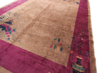 Load image into Gallery viewer,  9x12 Antique Art Deco Rug Chinese Rug Beige Walter Nichols Rug Purple 277x348cm
