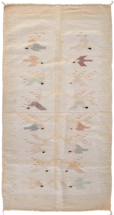  3x5 Antique Navajo Design Rug Flatwoven Rare Geometric Tree of Life  Tapestry