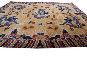 6x9 Antique Chinese Rug Ningshia Rare 5 Paw Dragon 1920  193x274cm