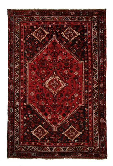 7x10 Rare Vintage Shirazz Rug Tribal Abadeh Geometric Red Area Rug 204cm x 300cm