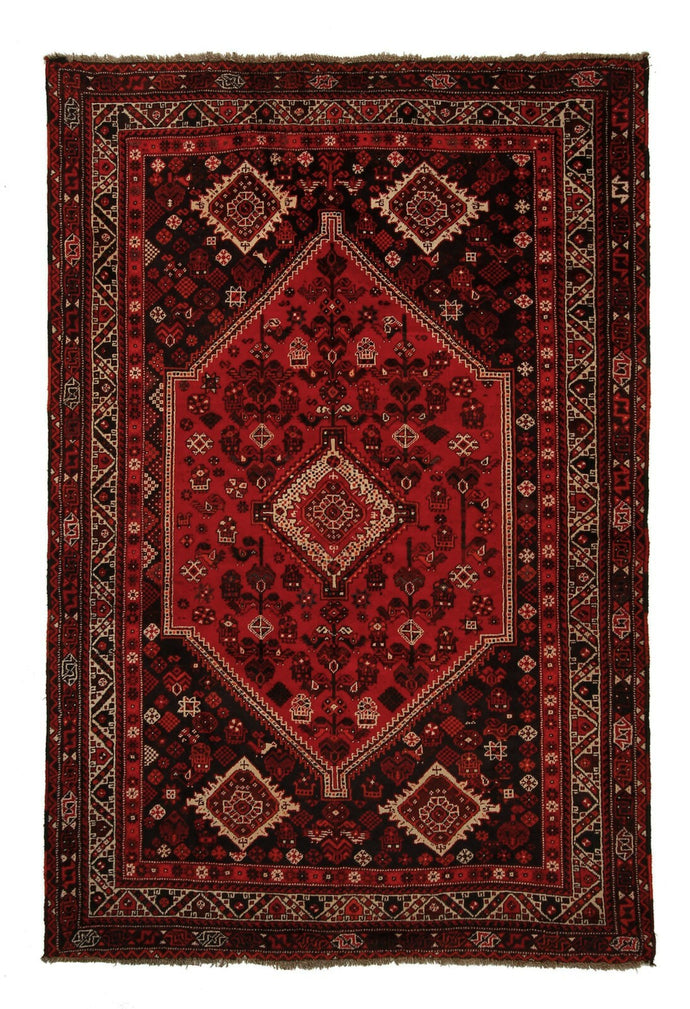 7x10 Rare Vintage Shirazz Rug Tribal Abadeh Geometric Red Area Rug 204cm x 300cm