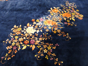 12X17 Antique Art Deco Rug Fine Chinese Walter Nichols  356cmx 521cm Blue C.1920