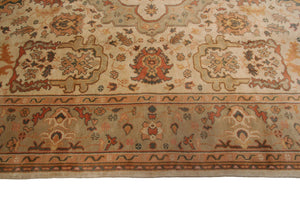 9x12 Vintage Authentic Turkish Oushak Rug Rare Arts & Crafts Beige 269cmx350cm 