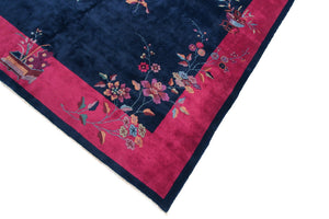 9x12 Fine  Antique Art Deco Rug Walter Nichols 275cmx348cm Blue Carpet C. 1920