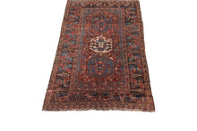 Load image into Gallery viewer, 5X7 Rare Antique Kurdishh Rug Geometric Tribal Blue 168cmx206cm C.1890
