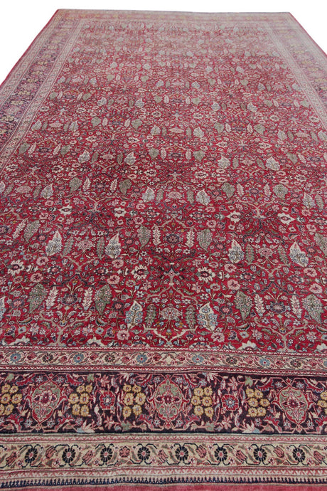 9'x16' Fine Antique Rug Traditional Incredible Rare Leaf Area Rug Red c.1890