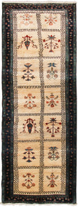 3x10 Gorgeous Art Deco Runner Boho Runner Quality Handmade Area Rug Ivory Runner