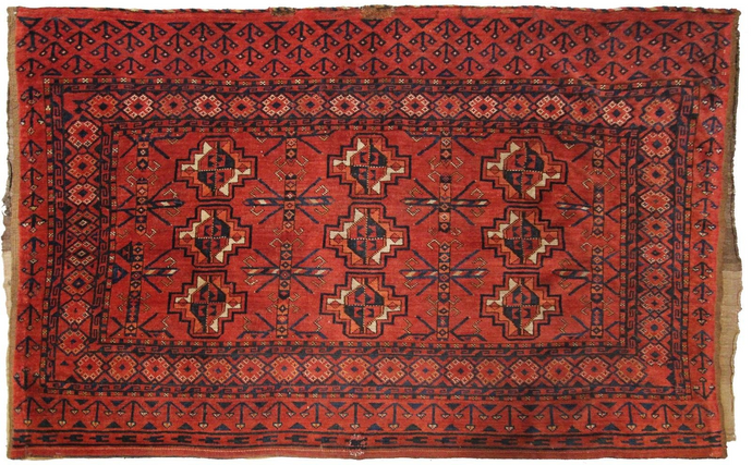  3x5 Antique Ersari Turkoman Rug Antique Tribal Rug Geometric Wool Foundation