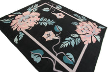 Load image into Gallery viewer, Rare Vintage Art Nouveau Rug Bold Art Deco Rug Black Handmade Rug Kilim 8x10
