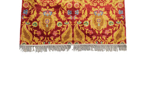 5X8 Vintage Art Nouveau Rug Silk Chinese Rug C.1965 Art Deco Red 155cmx239cm