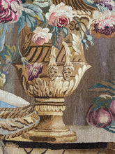 Load image into Gallery viewer, 4x5 Antique French Tapestry Wool &amp; Silk Masquerade Vase Flowers  1920 122x142cm
