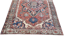 Load image into Gallery viewer, 10x13 Antique Rare Serrapi Rug Geometric Handmade Rug Rust 288cmx392cm c. 1880
