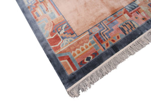 7X10 Rare Vintage Art Deco Rug Silk Chinese Rug Art Nouveau Rug Pink 198X292cm  