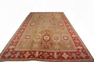12x15 Vintage Turkish Oushak Rug Geometric Art Nouveau Rug Handmade  361x463cm