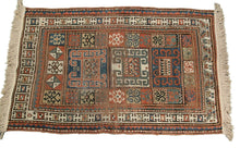 Load image into Gallery viewer, 4x6 Antique Caucasian Pinwheel Kazak Rug Rare Wool Tribal 109cmx173cm  C.1880
