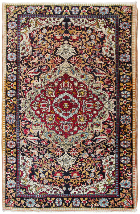 4x5 Fine Quality Antique Rug Artisan Traditional 107x153cm Black 
