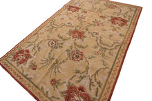 Load image into Gallery viewer, Vintage Tapestry European Needlepoint Beige 4x6 1960 Allover Geometric Rug
