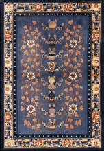 Load image into Gallery viewer, 4x6 Rare Antique Ninghshia Art Deco Rug Chinese Rug Peking Blue 130x185cm C.1900
