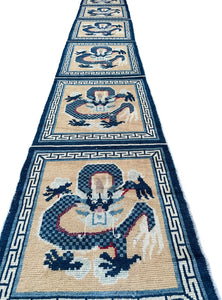 2x13 1900 Antique Chinese Ninghshia Peking Rare Dragon Rug Tapestry 64cm x 391cm