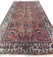 Load image into Gallery viewer, Antique Serrapi Rug Geometric 8x11 Handmade Herriz Rug Rose 236cmx348cm c. 1920
