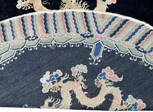 8x8ft Round Antique Peking Art Deco Rug Chinese Rug Dragons  244cm x 244cm