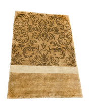 Load image into Gallery viewer, 2&#39;x3&#39; 100% Natural Silk Vintage Tibetan Rug Light Green Circa 1980
